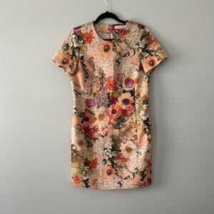 Tory Burch Kaley Tweed Floral Dress Size 10 Lux Easter Spring